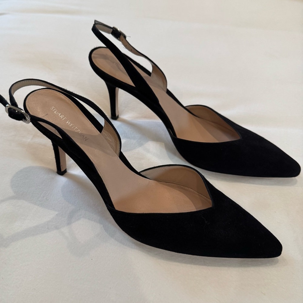 Stuart Weitzman Black Pointed Slingback Pumps
